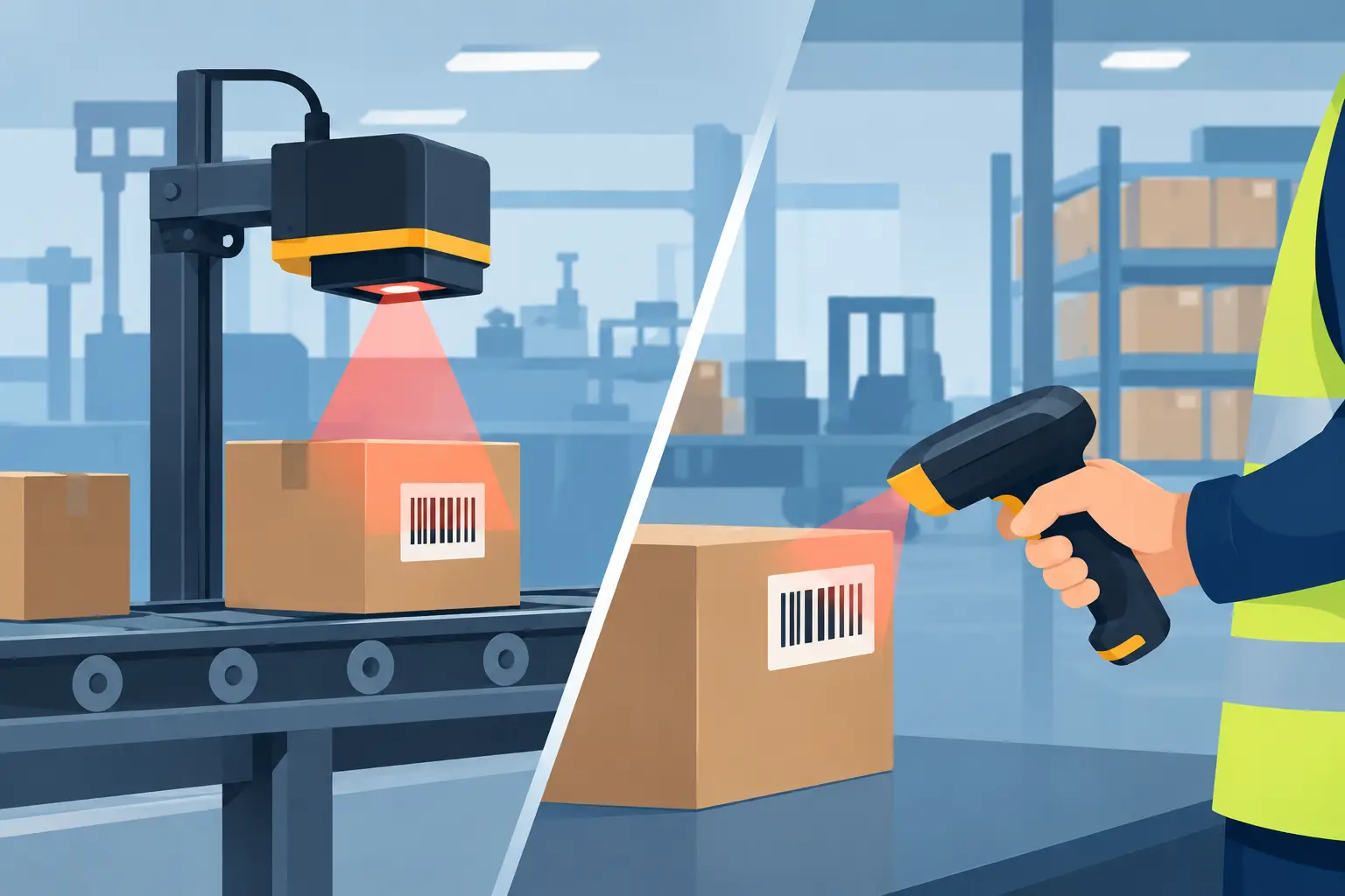 Scanner fixo ou portátil na operação industrial